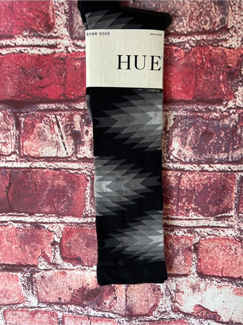 HUE Southwest Knee Sock 001 Black Gray Nordstrom NWT One Size